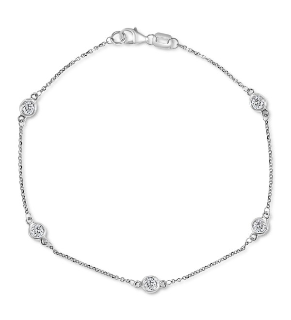 Diamond Bezel Link Bracelet (1/2 ct. ) in 14k White or Yellow Gold