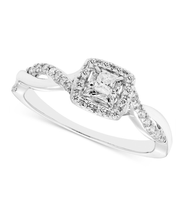 Diamond Princess Twist-Shank Engagement Ring (1/4 ct. ) in 14k White gold