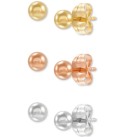 3-Pc. Set Polished Ball Stud Earrings in 14k Tricolor Gold