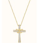 Diamond Double Heart Cross Pendant Necklace (1/10 ct. ) in 14k Gold-Plated Sterling Silver