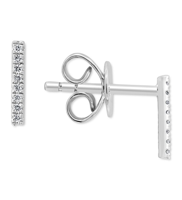 Diamond Bar Stud Earrings (1/20 ct. ) in Sterling Silver or 14k Gold-Plated Sterling Silver