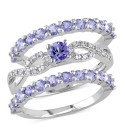 3-Pc. Set Tanzanite (2 ct. ) & Diamond (1/10 ct. ) Stack Rings in Sterling Silver