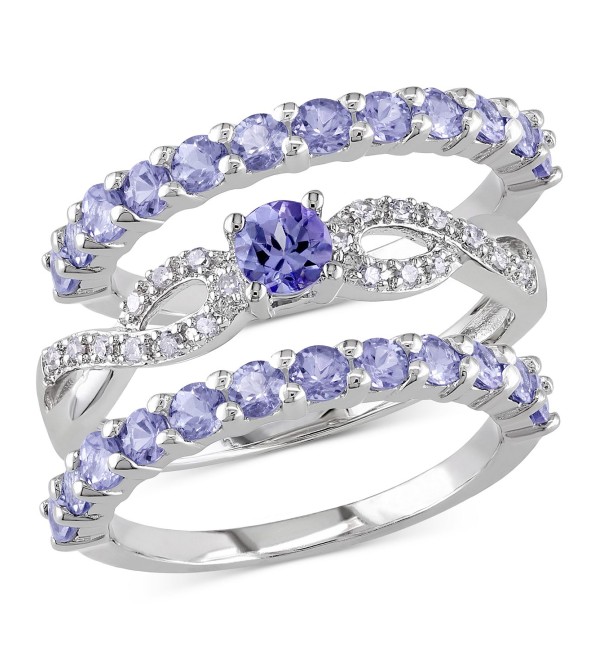 3-Pc. Set Tanzanite (2 ct. ) & Diamond (1/10 ct. ) Stack Rings in Sterling Silver