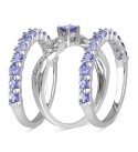 3-Pc. Set Tanzanite (2 ct. ) & Diamond (1/10 ct. ) Stack Rings in Sterling Silver