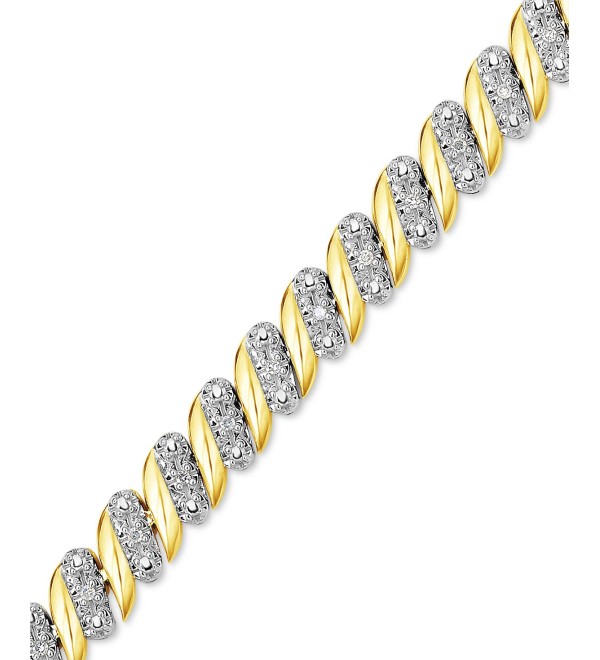 Diamond (1/4 ct. ) Zig Zag Bracelet in 14k Gold-Plated Sterling Silver