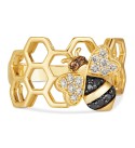 Multicolor Diamond Honeybee Honeycomb Ring (1/3 ct. ) in 14k Gold