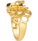 Multicolor Diamond Honeybee Honeycomb Ring (1/3 ct. ) in 14k Gold