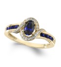 Sapphire (5/8 ct. ) & Diamond (1/10 ct. ) Ring in 14k Gold (Also in Emerald & Ruby)