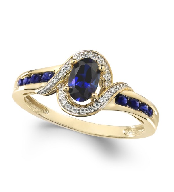 Sapphire (5/8 ct. ) & Diamond (1/10 ct. ) Ring in 14k Gold (Also in Emerald & Ruby)