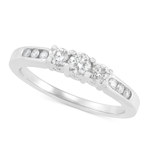 Diamond Three Stone Channel-Set Engagement Ring (1/2 ct. ) in 14k White Gold