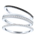 3-Pc. Set White Diamond (1/5 ct. ) & Black Diamond (1/20 ct. ) Stack Rings in Sterling Silver