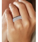 3-Pc. Set White Diamond (1/5 ct. ) & Black Diamond (1/20 ct. ) Stack Rings in Sterling Silver