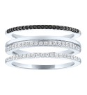 3-Pc. Set White Diamond (1/5 ct. ) & Black Diamond (1/20 ct. ) Stack Rings in Sterling Silver