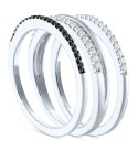 3-Pc. Set White Diamond (1/5 ct. ) & Black Diamond (1/20 ct. ) Stack Rings in Sterling Silver