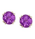 Semi-Precious Gemstone Round Stud Earrings in 14k White and Yellow Gold