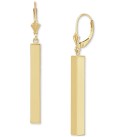 Tube Linear Drop Earrings in 14k Gold  1 1/2 inch