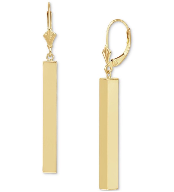 Tube Linear Drop Earrings in 14k Gold  1 1/2 inch