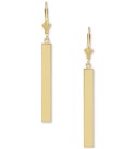 Tube Linear Drop Earrings in 14k Gold  1 1/2 inch