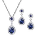 2-Pc. Set Sapphire (3-3/8 ct. ) & Lab-Created White Sapphire (3/4 ct. ) Pendant Necklace & Matching Drop Earrings in Gold-Plated Sterling Silver (Also in Citrine  Garnet  Amethyst      & Opal)