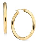 14k Gold Large Polished Hoop Earrings