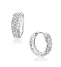 Cubic Zirconia Oval Huggie Hoop Earrings in Sterling Silver or 18k Gold Plated Sterling Silver