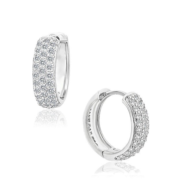 Cubic Zirconia Oval Huggie Hoop Earrings in Sterling Silver or 18k Gold Plated Sterling Silver