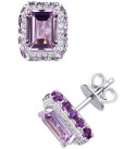 Amethyst (2 ct. ) & White Topaz (1/5 ct. ) Stud Earrings in Sterling Silver (Also in Citrine/Garnet & Sky Blue Topaz)