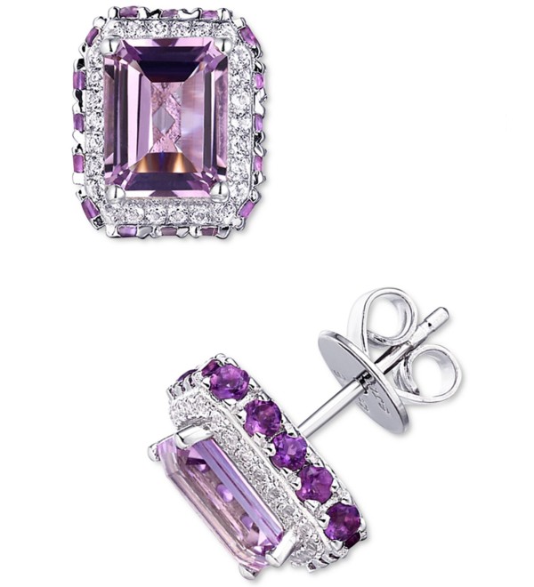 Amethyst (2 ct. ) & White Topaz (1/5 ct. ) Stud Earrings in Sterling Silver (Also in Citrine/Garnet & Sky Blue Topaz)