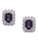 Amethyst (2 ct. ) & White Topaz (1/5 ct. ) Stud Earrings in Sterling Silver (Also in Citrine/Garnet & Sky Blue Topaz)