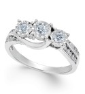 Diamond Three-Stone Ring(1/2 ct. ) in 14k White or Yellow Gold