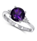 Amethyst (1-5/8 ct. ) & Diamond (1/20 ct. ) Ring in 14k Gold (Also in London Blue Topaz & Rhodolite Garnet)