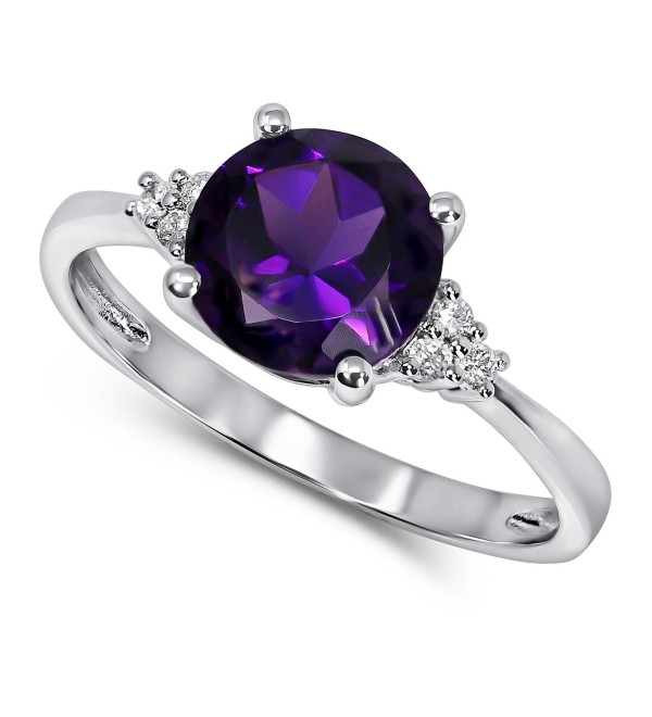 Amethyst (1-5/8 ct. ) & Diamond (1/20 ct. ) Ring in 14k Gold (Also in London Blue Topaz & Rhodolite Garnet)