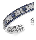 Sapphire (2-3/4 ct. ) and Diamond (1/10 ct. ) Cuff Bangle Bracelet in Sterling Silver