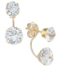 Cubic Zirconia Peekaboo Front and Back Earrings in 10k Gold