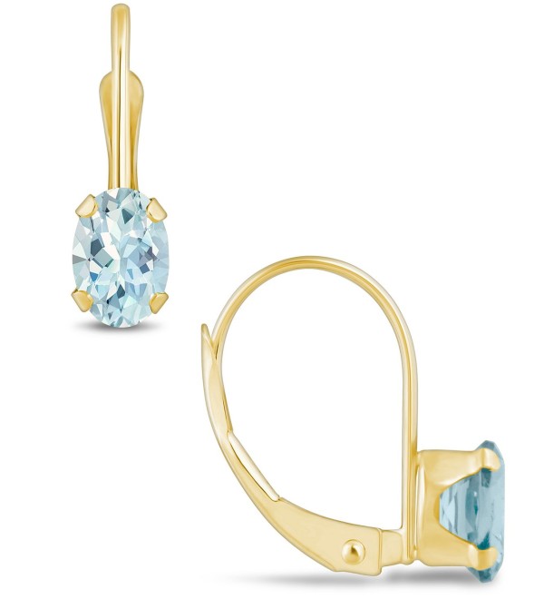 Aquamarine (9/10 Ct. T.W.) Leverback Earrings in 10K Yellow Gold or White Gold