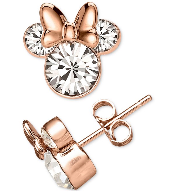 Cubic Zirconia Minnie Mouse Stud Earrings in 18k Rose Gold-Plated Sterling Silver