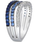 Denim Ombré Sapphire (5/8 ct. ) & White Sapphire (1/3 ct. ) Triple Row Ring in 14k White Gold