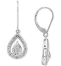 Diamond Teardrop Leverback Drop Earrings (1/10 ct. ) in Sterling Silver