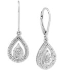 Diamond Teardrop Leverback Drop Earrings (1/10 ct. ) in Sterling Silver