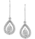 Diamond Teardrop Leverback Drop Earrings (1/10 ct. ) in Sterling Silver