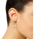 Textured Double Teardrop Leverback Drop Earrings in 10k Two-Tone Gold