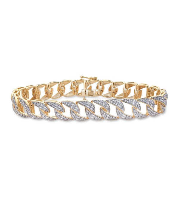 Men's Diamond Link Bracelet (1 ct. ) in 14k Gold-Plated Sterling Silver and Sterling Silver