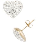 Crystal Pavé Heart Stud Earrings in 10k Gold