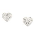 Crystal Pavé Heart Stud Earrings in 10k Gold