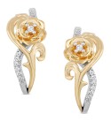 Diamond Belle Rose Drop Earrings (1/10 ct. ) in Sterling Silver & 10k Gold