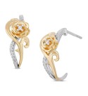 Diamond Belle Rose Drop Earrings (1/10 ct. ) in Sterling Silver & 10k Gold