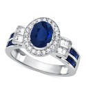 Sapphire (1-1/2 ct. ) & Diamond (3/8 ct. ) Ring in 14k White Gold (Also Available in Ruby & Emerald)