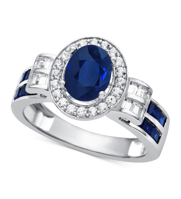 Sapphire (1-1/2 ct. ) & Diamond (3/8 ct. ) Ring in 14k White Gold (Also Available in Ruby & Emerald)