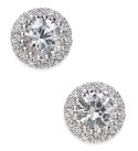 White Sapphire (5/8 ct. ) and Diamond (1/10 ct. ) Stud Earrings in 14k White Gold