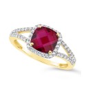 Created Ruby (1-3/4 ct. ) and Created White Sapphire (1/4 ct. ) Ring in 10k Yellow Gold